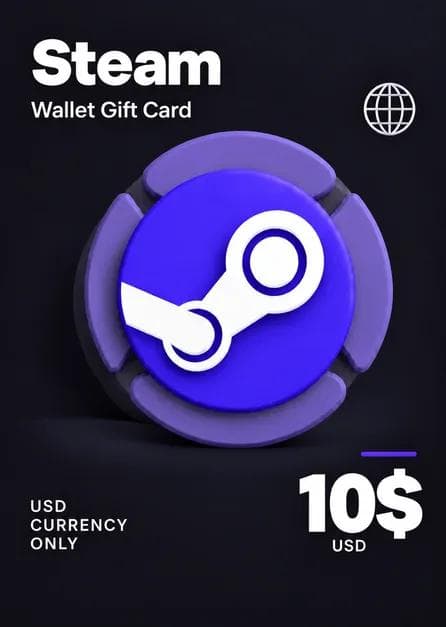 Steam Wallet Gift Card 10 USD Steam Key USD CURRENCY ONLY