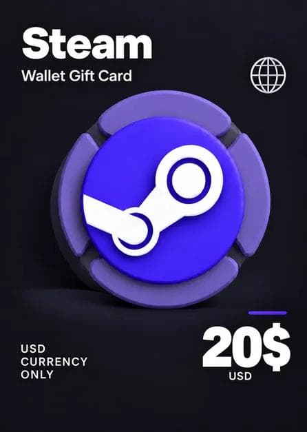 Steam Wallet Gift Card 20 USD Steam Key USD CURRENCY ONLY