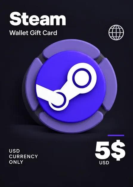 Steam Wallet Gift Card 5 USD Steam Key USD CURRENCY ONLY