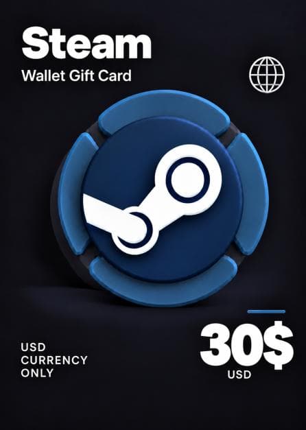 Steam Wallet Gift Card 30 USD Steam Key USD CURRENCY ONLY (copy)