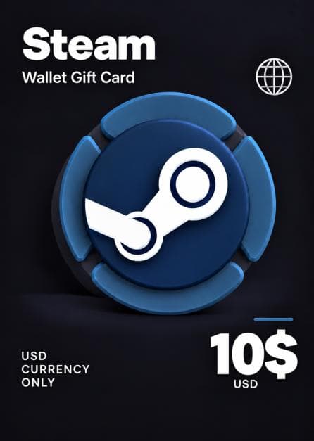 Steam Wallet Gift Card 10 USD Steam Key USD CURRENCY ONLY