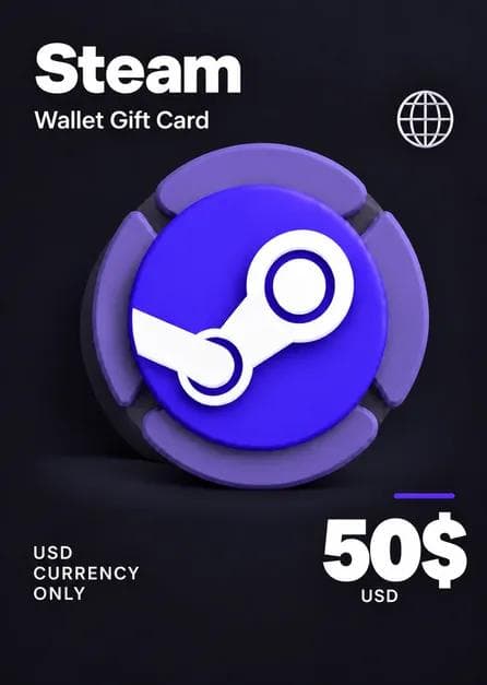 Steam Wallet Gift Card 50 USD Steam Key USD CURRENCY ONLY
