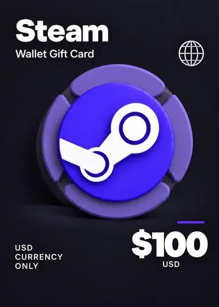 Steam Wallet Gift Card 100 USD Steam Key USD CURRENCY ONLY